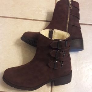 Boo Roo/ Brown Suede/Wool Lined / Moto Boots